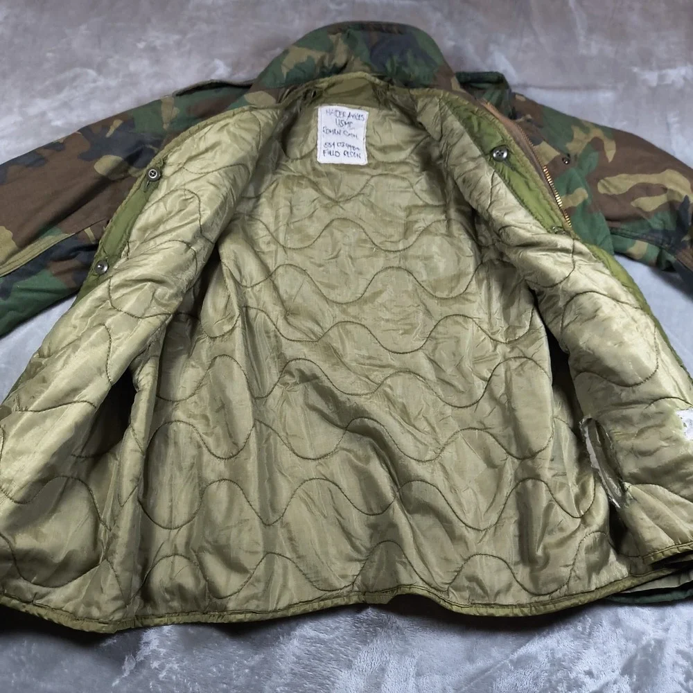 USMC Field Jacket‎ Mens Small Regular Woodland Camo Cold Weather Quilted Liner